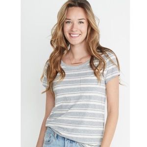 Grey and White Striped Boyfriend Pocket Tee